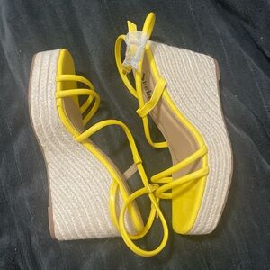 SHEIN Yellow Wedge Shoes with Chunky Sole